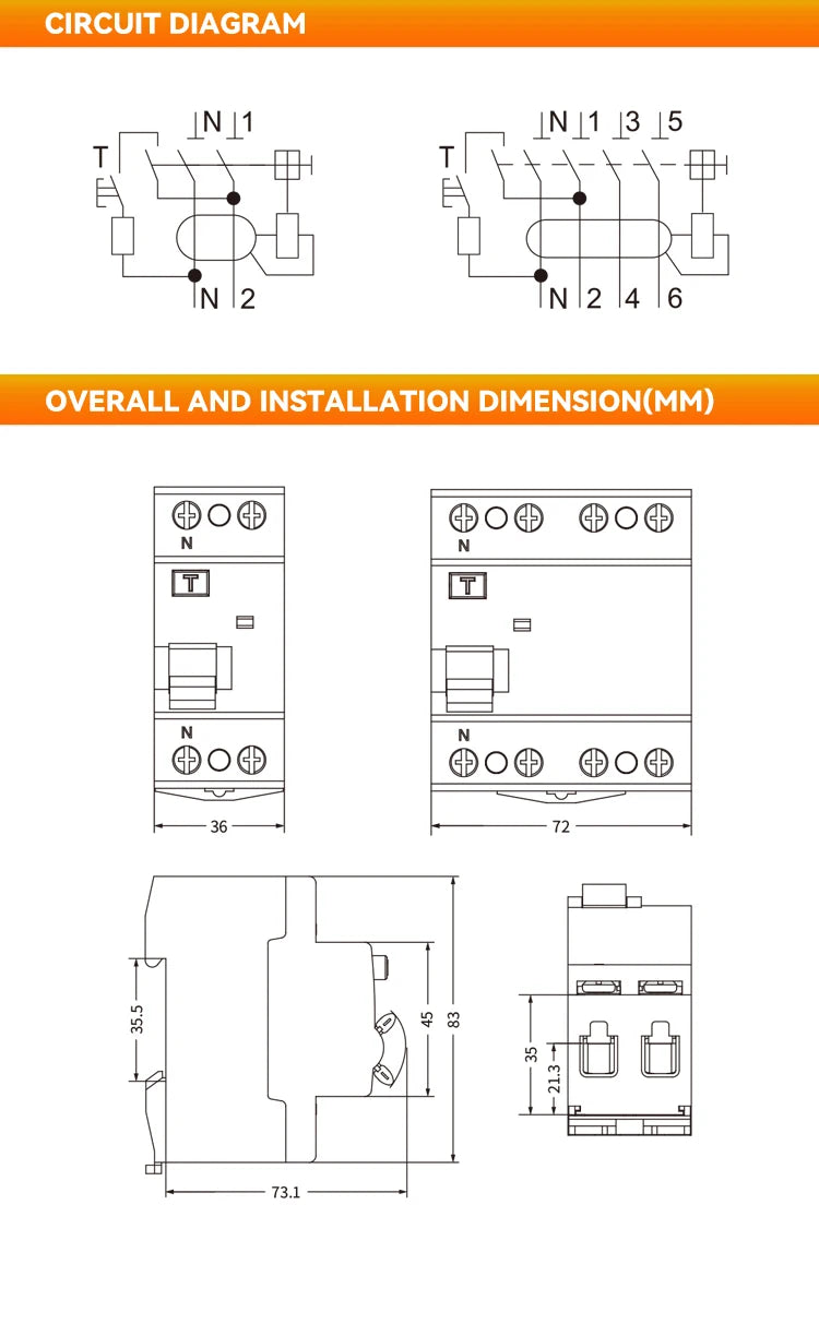 ETEK EKL6 30ma RCD RCCB 2 Pole Type A 10KA 3P+N 4P 40A DC 230V Electromechanic Residual Current Circuit Breaker Leakage Curren