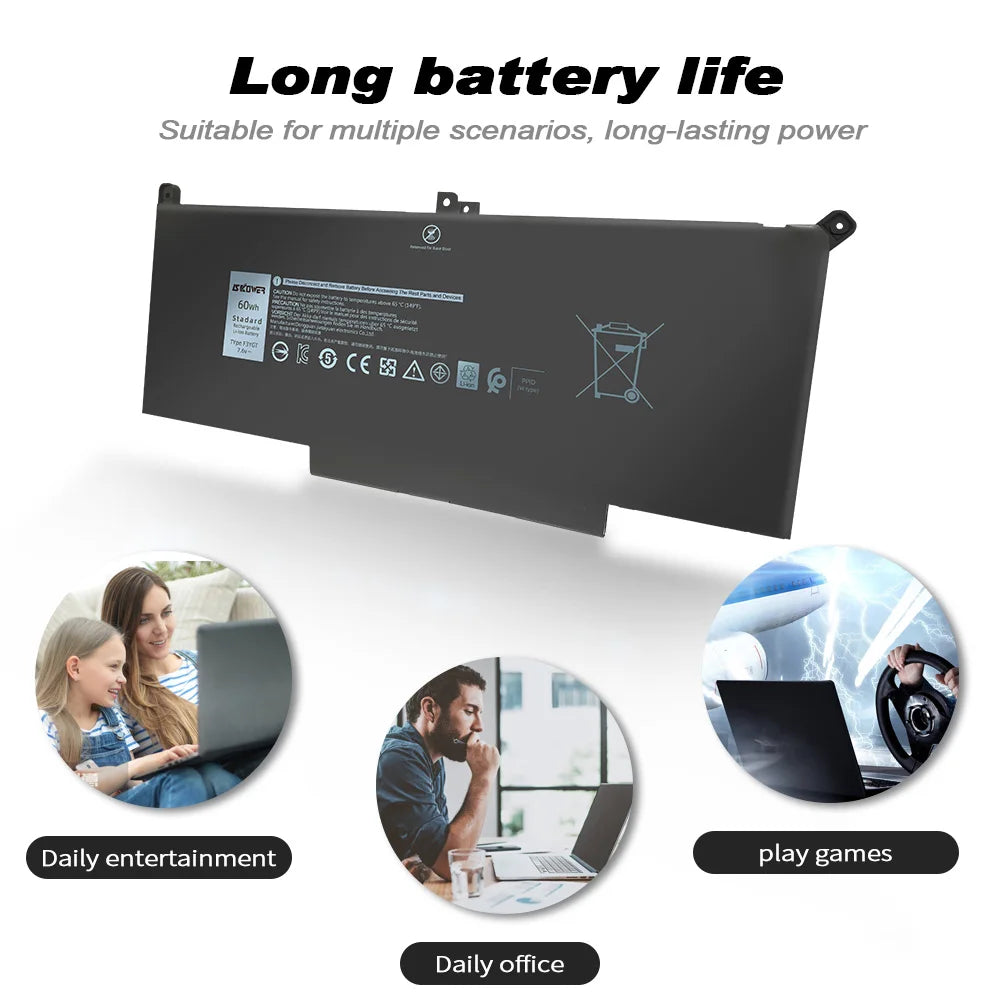 SKOWER F3YGT DJ1J0 Laptop Battery for Dell Latitude 12 7000 7280/E7280 7490/E7490 7290/E7290 7380/E7380 7390/E7390 7480/E7480
