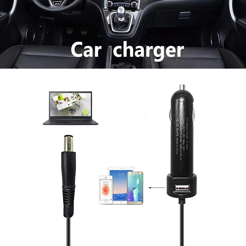 Laptop DC Power Car Adapter Charger 19.5V 4.62A 90W for Dell Latitude E6320 E6330 E6400 E6410 E6420 E6430 5.1V 2.1A USB Port