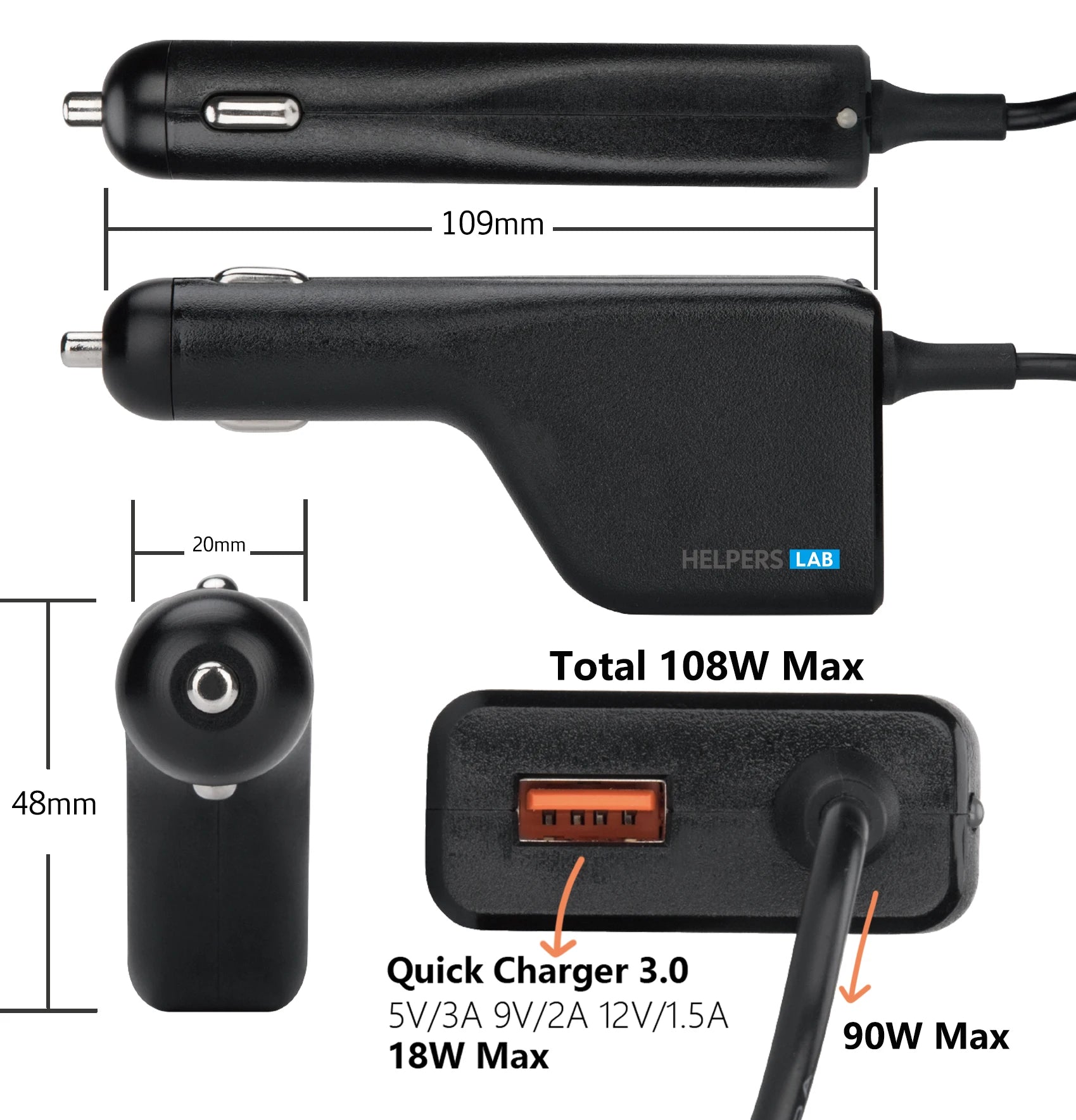 19.5V 4.62A 90W Laptop DC 12V 24C Car Adapter Charger for Dell Inspiron Latitude XPS Precision Studio Vostro 19.5V 3.34A 65W