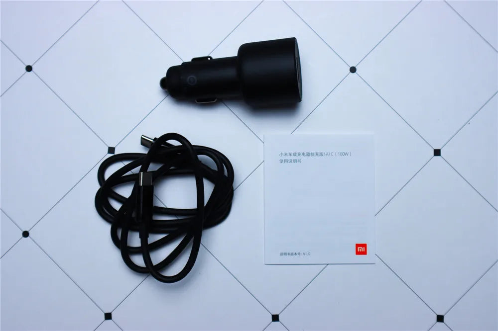Xiaomi Mi Car Charger 100W  MAX 1A1C Fast Charging Dual-port USB-A USB-C Smart Device Fully Compatible With Light Effect Display