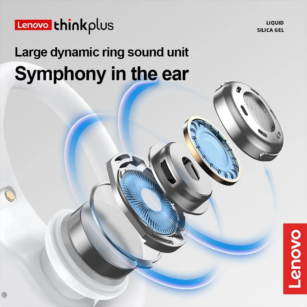 Lenovo LP75 Sports Wireless Earphones with Mics,Button Control, LED Power Display,Hifi Stereo Sound Bluetooth 5.3 TWS Headphones