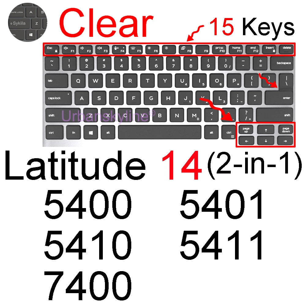 Keyboard Cover for Dell Latitude 14 7440 7450 7400 7404 7410 7414 7420 7424 7430 7480 7490 2 in 1 Silicone Protector Skin Case