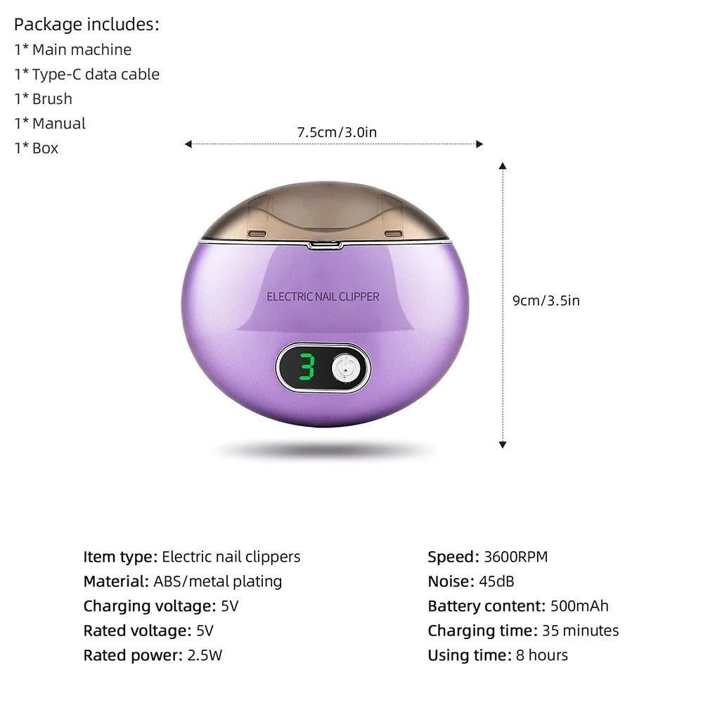 Electric Nail Clipper With UV Light Nail Cutter Low Noise Easy Operation Manicure Nail Grinder AdultS Child Finger Toe Nursing