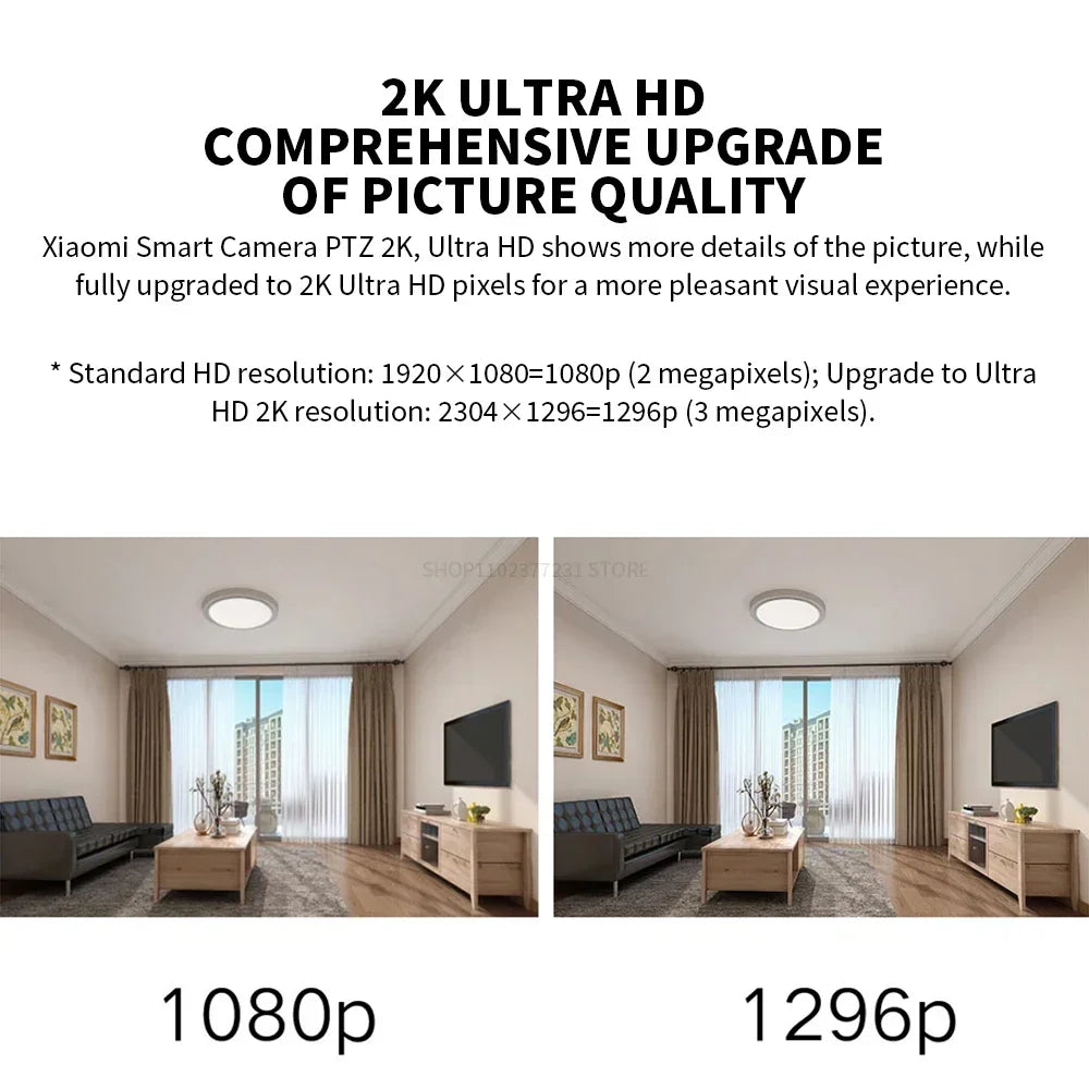 Xiaomi Smart Home 360° Security Camera Mi PTZ 2K Webcam 1296P 3 Megapixel AI Human Detection Night Vision Webcam Work With App