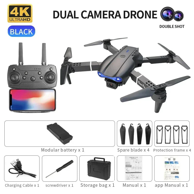 New E99 Pro HD 4K Drone Dual Camera High Hold Mode Foldable Mini WIFI Aerial Photography RC Quadcopter Toys Helicopter Dron