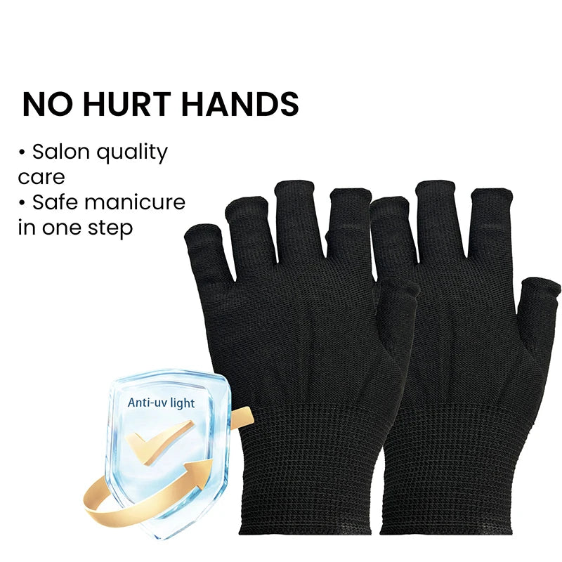 1 Pair Anti UV Black Thin Nail Gloves Anti Black UV Gel Shield Glove Fingerless Manicure Nail Art Tools LED Lamp Nails Dryer