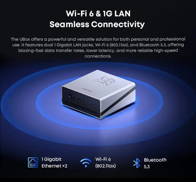 CHUWI UBox AMD R5-6600H Mini PC 6 Cores 12 Threads DDR5 16GB 512GB SSD 4.5GHz Max Frequency WiFi 6＆1G LAN Desktop Computer