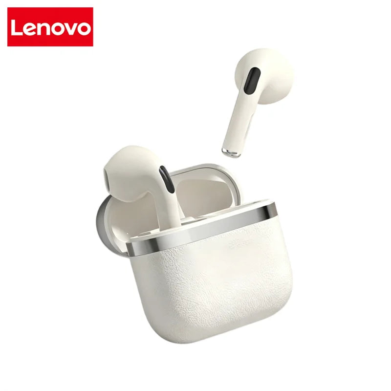 Lenovo Leather Texture Earphones In-Ear Headphones Bluetooth Compact Design Long Battery Life Universal Compatibility Portable