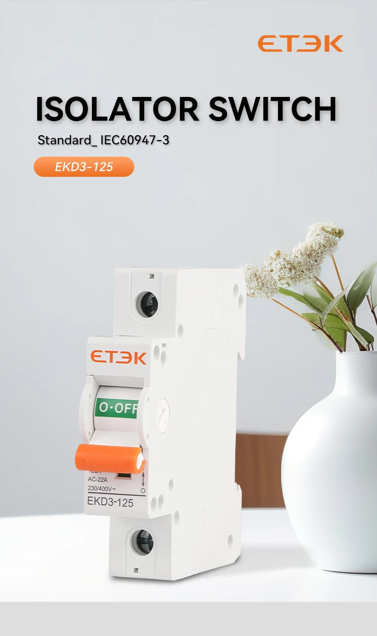 ETEK  Isolater Switch AC 125A Low Voltage 50Hz 1,2,3,4 pole 240/415V High Current Electrical Isolation Switch EKD3