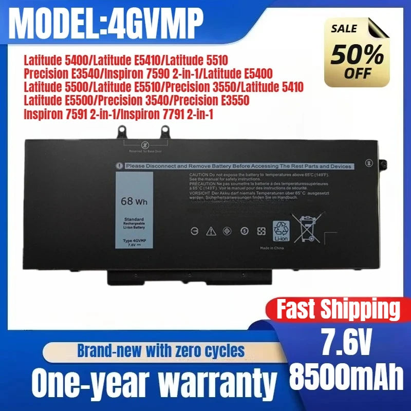 For Dell Latitude 5400 5410 5500 5510 3550 4GVMP Laptop Battery Replacement Battery Original  Low Price