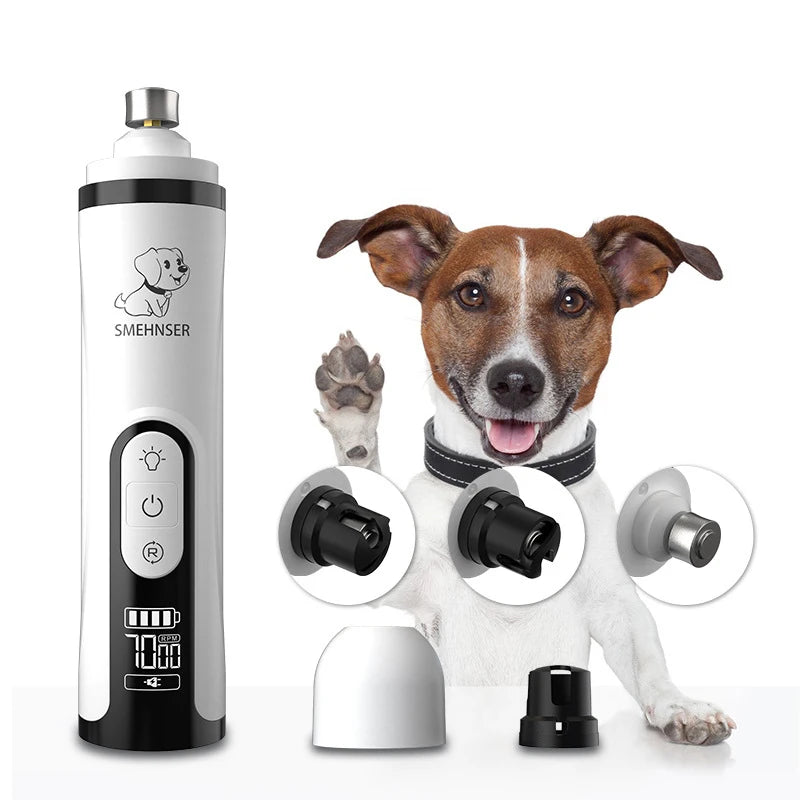 Electric Pet Nail Grinder With LED Light Cat Dogs Nail Clippers USB Rechargeable Paws Nail Cutter Pet Grooming Trimmer Supplies