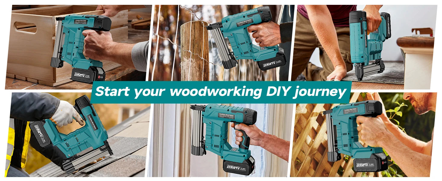 18V Electric Nailer Stapler Gun for 18V Makita Battery Woodworking Cordless Electric Impact Nail Gun DIY Tools (no battery)