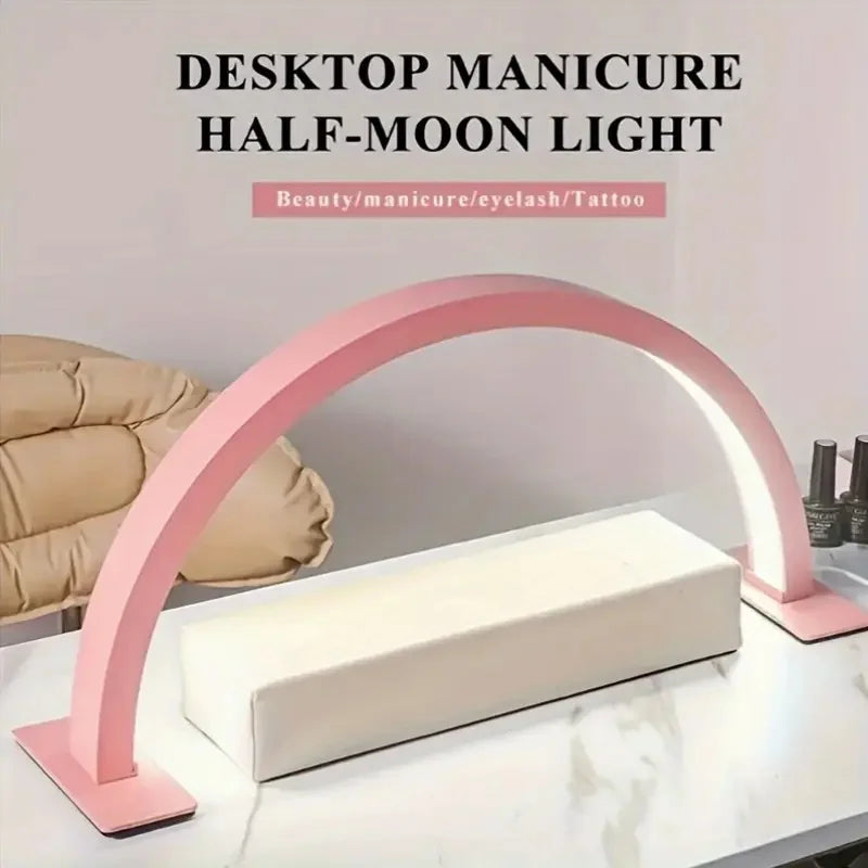 New Moon Nail Work Lamp - Beauty Work Desk Lamp, Three-color USB Power Supply - Black/White/Pink, Suitable for Nail Art, Eyelash