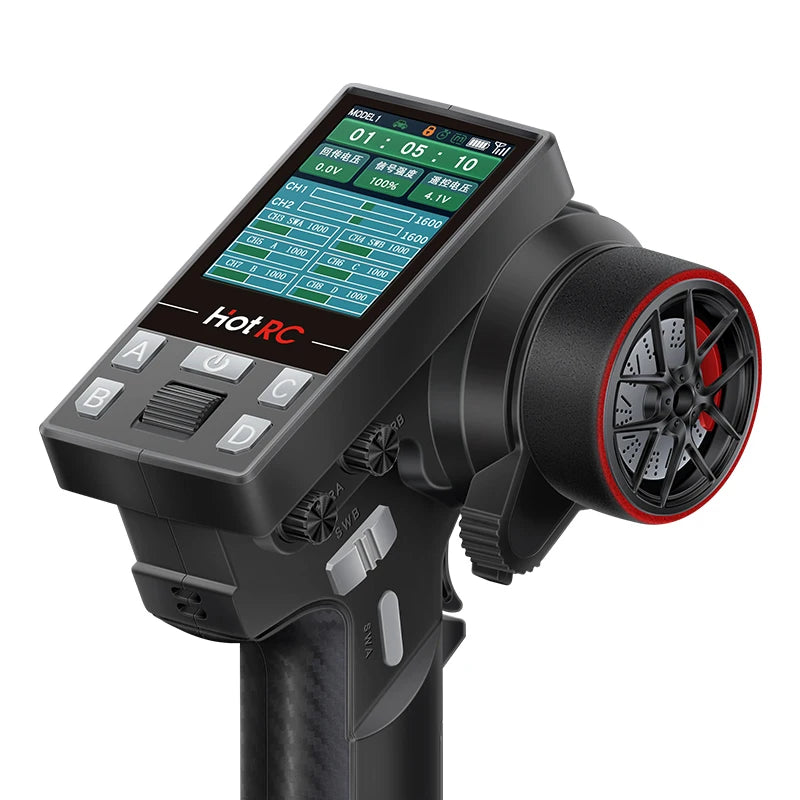 HotRC-Remote Control CT-10B 10-Channels, 2.4GHz Transmitter Controller for Climbing, Drifting Vehicle, RC Cars, Aircraft,