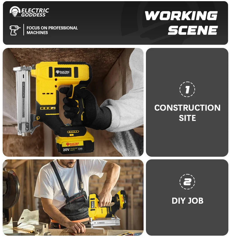 Brushless Electric Nail Gun with Battery Adapter Convert for Dewalt 20v Battery Pin to Milwaukee/Makita 20/18v Battery Pins