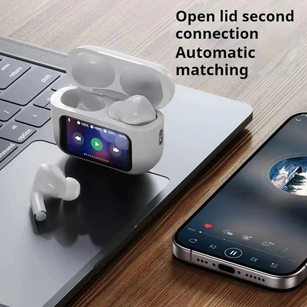 A9Pro Color Screen Touch ANC Noise Reduction TWS Wireless In Ear Sports Call Listening Bluetooth Earphones
