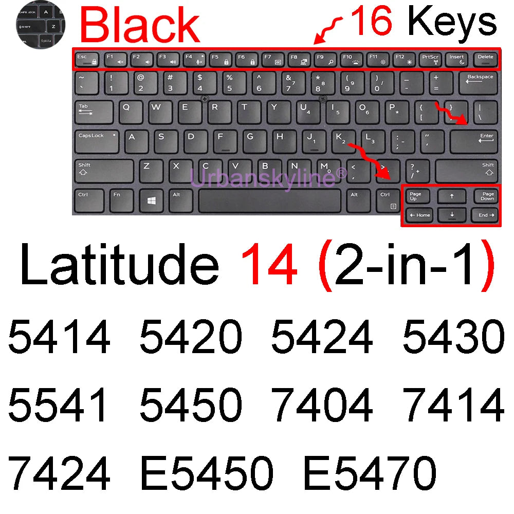 Keyboard Cover for Dell Latitude 14 7440 7450 7400 7404 7410 7414 7420 7424 7430 7480 7490 2 in 1 Silicone Protector Skin Case