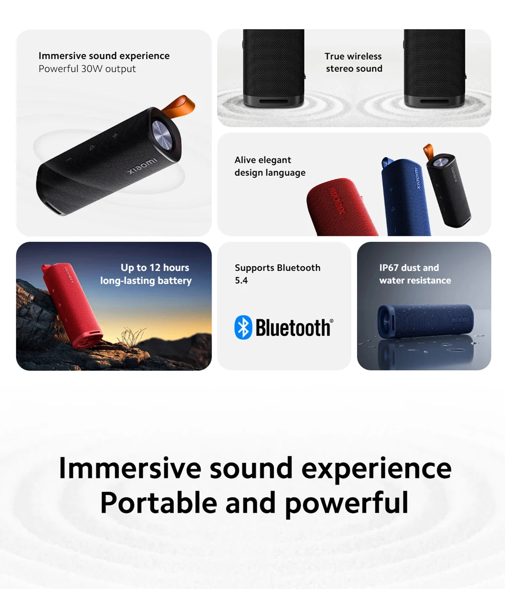 Xiaomi Sound Outdoor Smart speaker Global Version Bluetooth5.4 IP67 dust and water resistance Up 12 hours  long-lasting battery