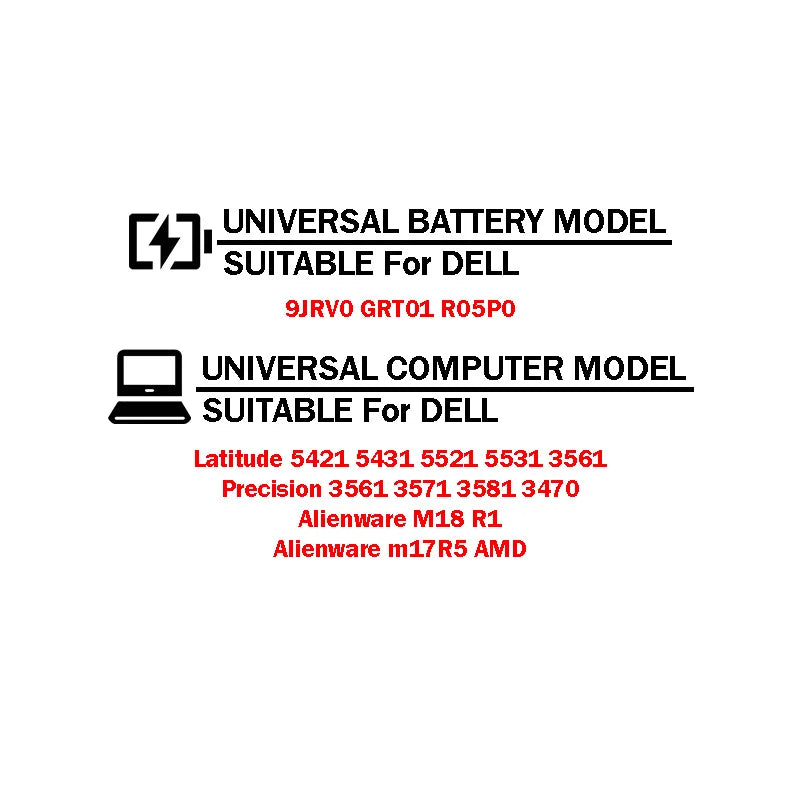 9JRV0 11.4V 97Wh 8071mAh Genuine Original Laptop Battery 9JRVO For Dell Precision 15 3561 3571 3581 3470 Latitude 5521 5531 5421