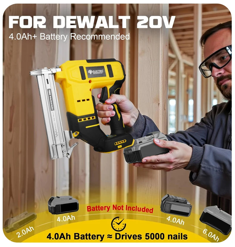 Brushless Electric Nail Gun with Battery Adapter Convert for Dewalt 20v Battery Pin to Milwaukee/Makita 20/18v Battery Pins