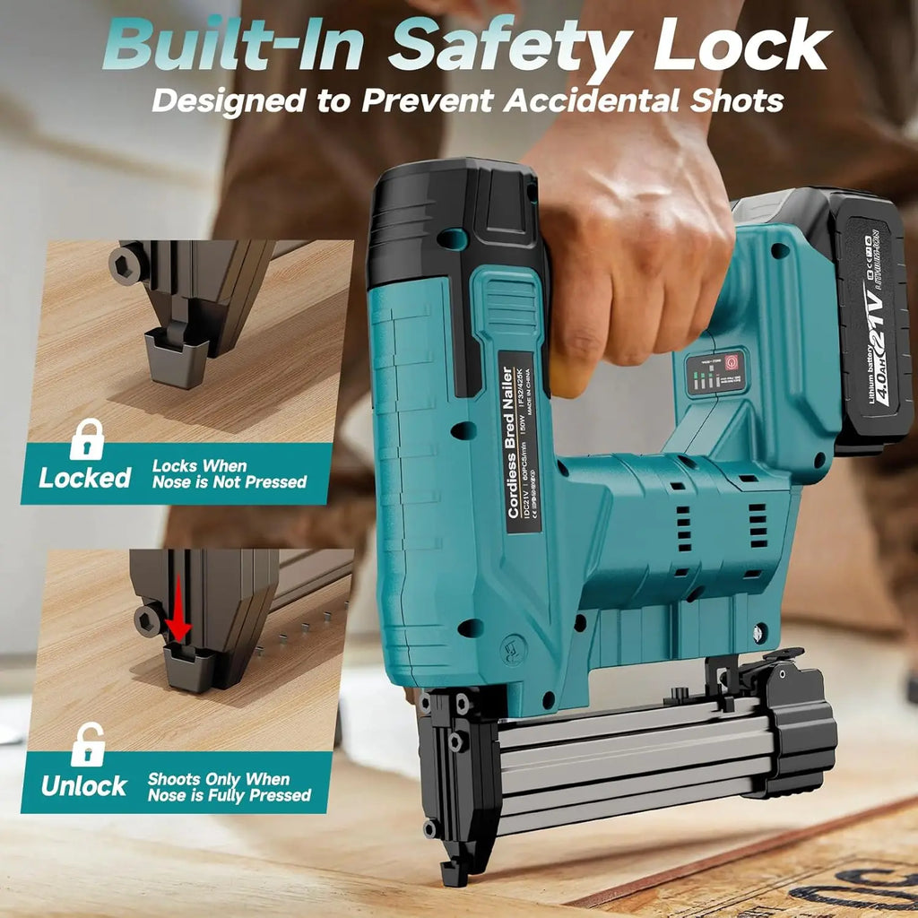 18V Electric Nailer Stapler Gun for 18V Makita Battery Woodworking Cordless Electric Impact Nail Gun DIY Tools (no battery)