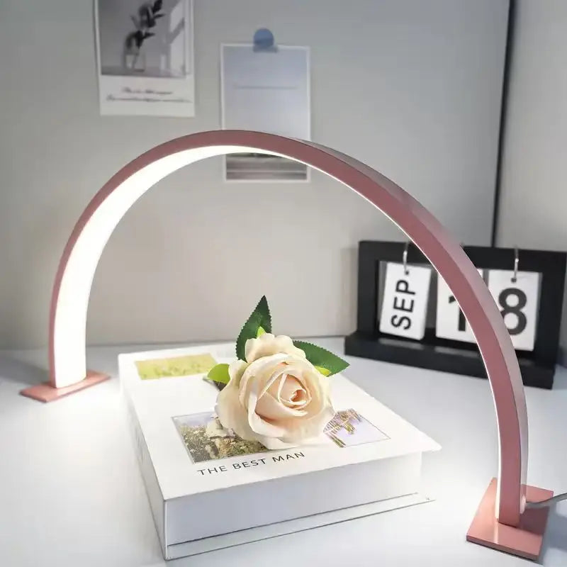 New Moon Nail Work Lamp - Beauty Work Desk Lamp, Three-color USB Power Supply - Black/White/Pink, Suitable for Nail Art, Eyelash