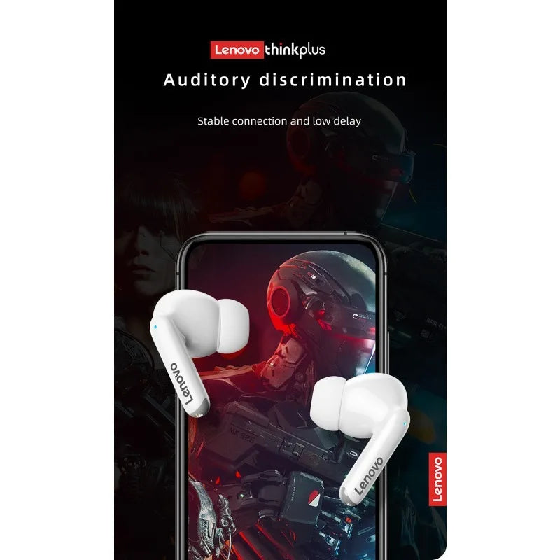Lenovo Thinkplus XT88 True Wireless Earbuds Bluetooth 5.3, Low Latency Stereo Headphones with 12H Playtime, Metal Diaphragm