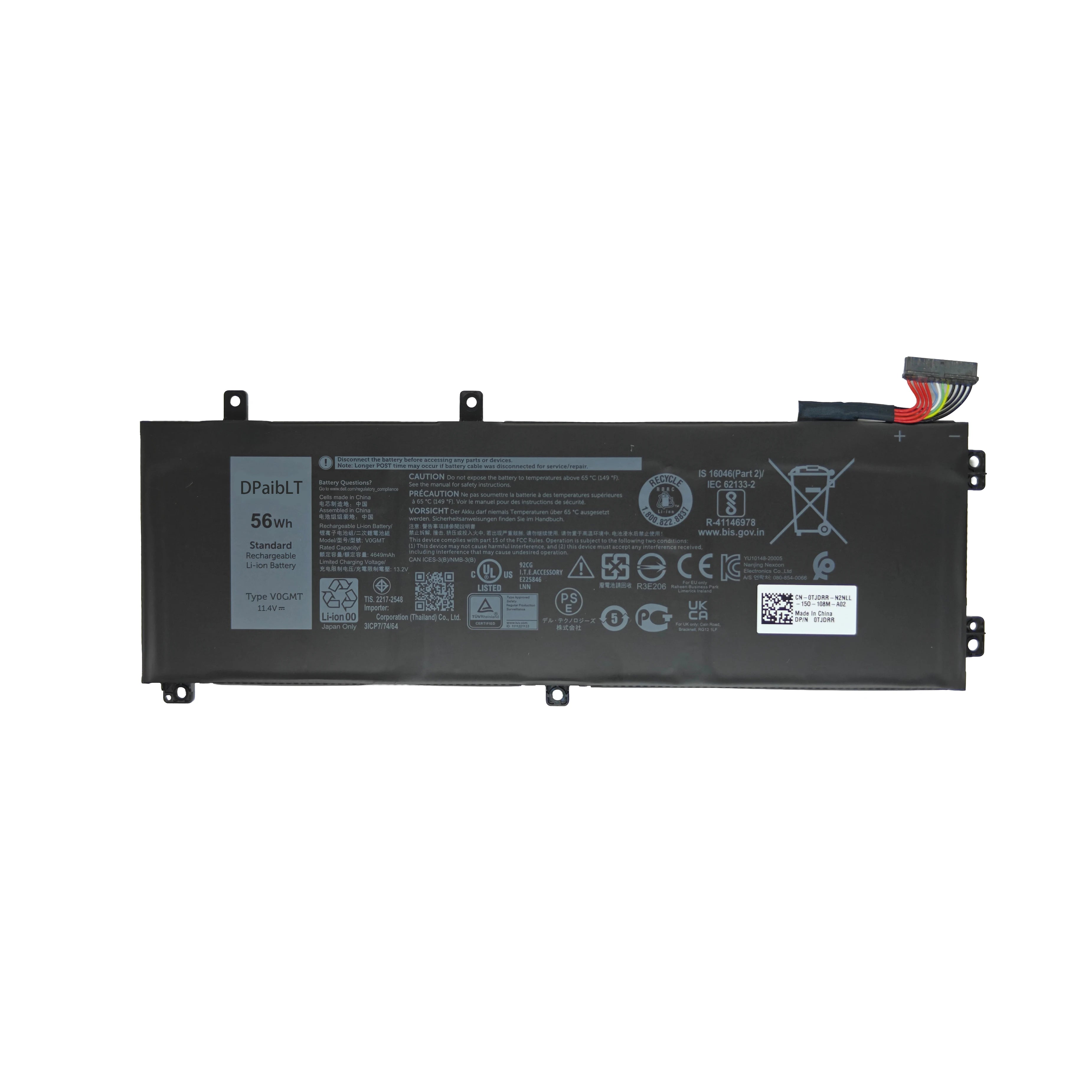 DPaibLT 56Wh V0GMT 4K1VM LAPTOP Replacement battery For Dell G7 17 7700 P46E Vostro 7500 Inspiron 7500 7501 7591 Precision 5540