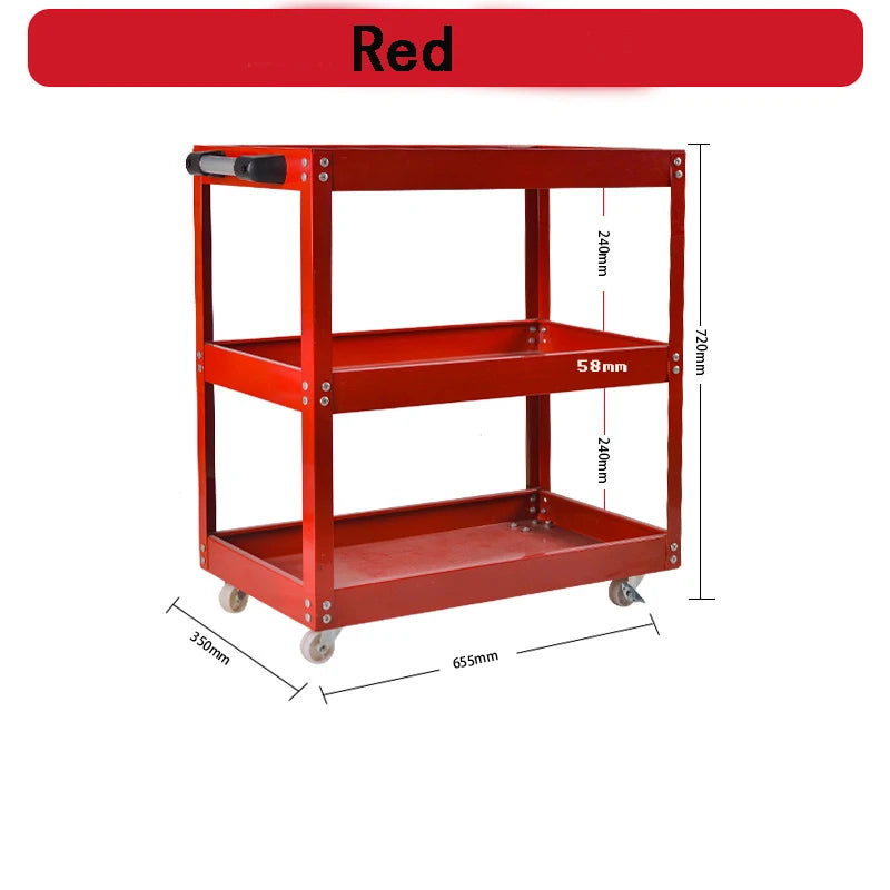 Mechanical Workshop Tools with Wheels, Tool Carts 3-layer Mobile Tool Car, Multifunctional and Heavy-duty Auto Repair Parts Car