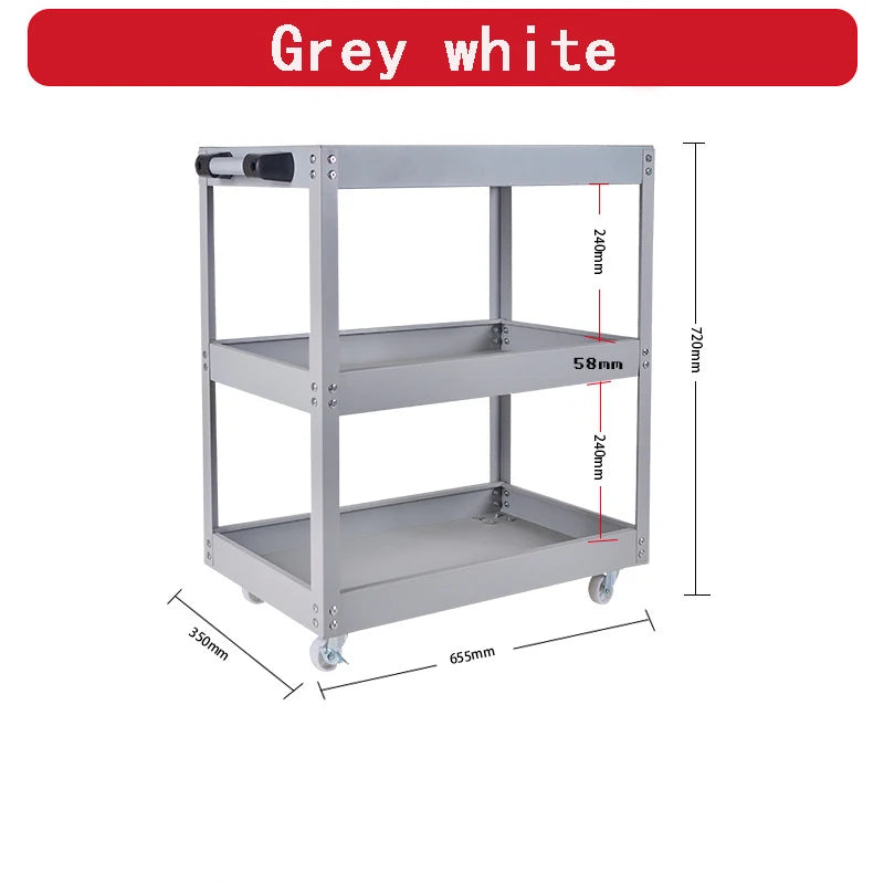 Mechanical Workshop Tools with Wheels, Tool Carts 3-layer Mobile Tool Car, Multifunctional and Heavy-duty Auto Repair Parts Car
