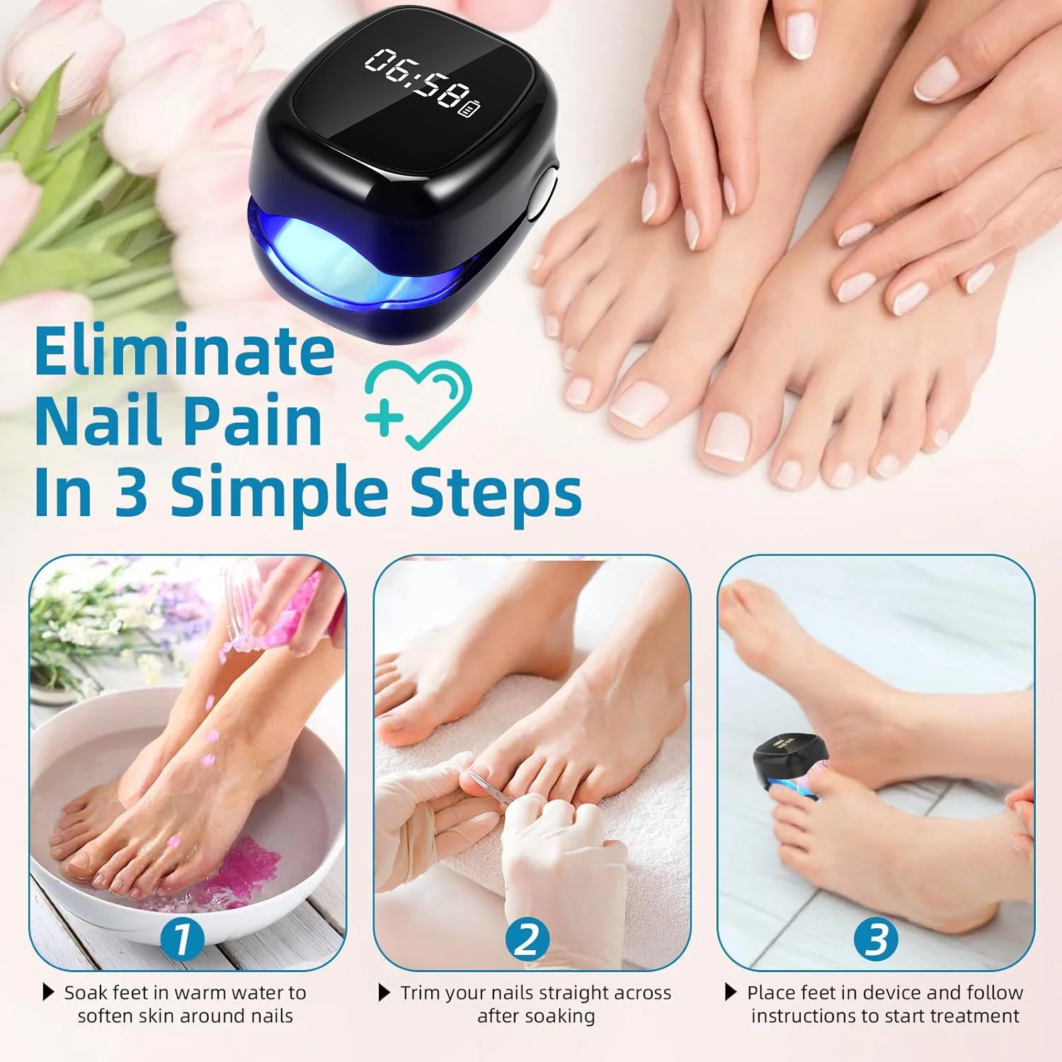 White/Black Fungal Nail Laser Device Repair Nails Fungus Onychomycosis Nail Fungus Cleaning Laser Device Foot Nail Care Tools