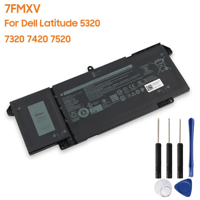 63Wh Battery 7FMXV For DELL Latitude 5320 7320 7420 7520 3941mAh