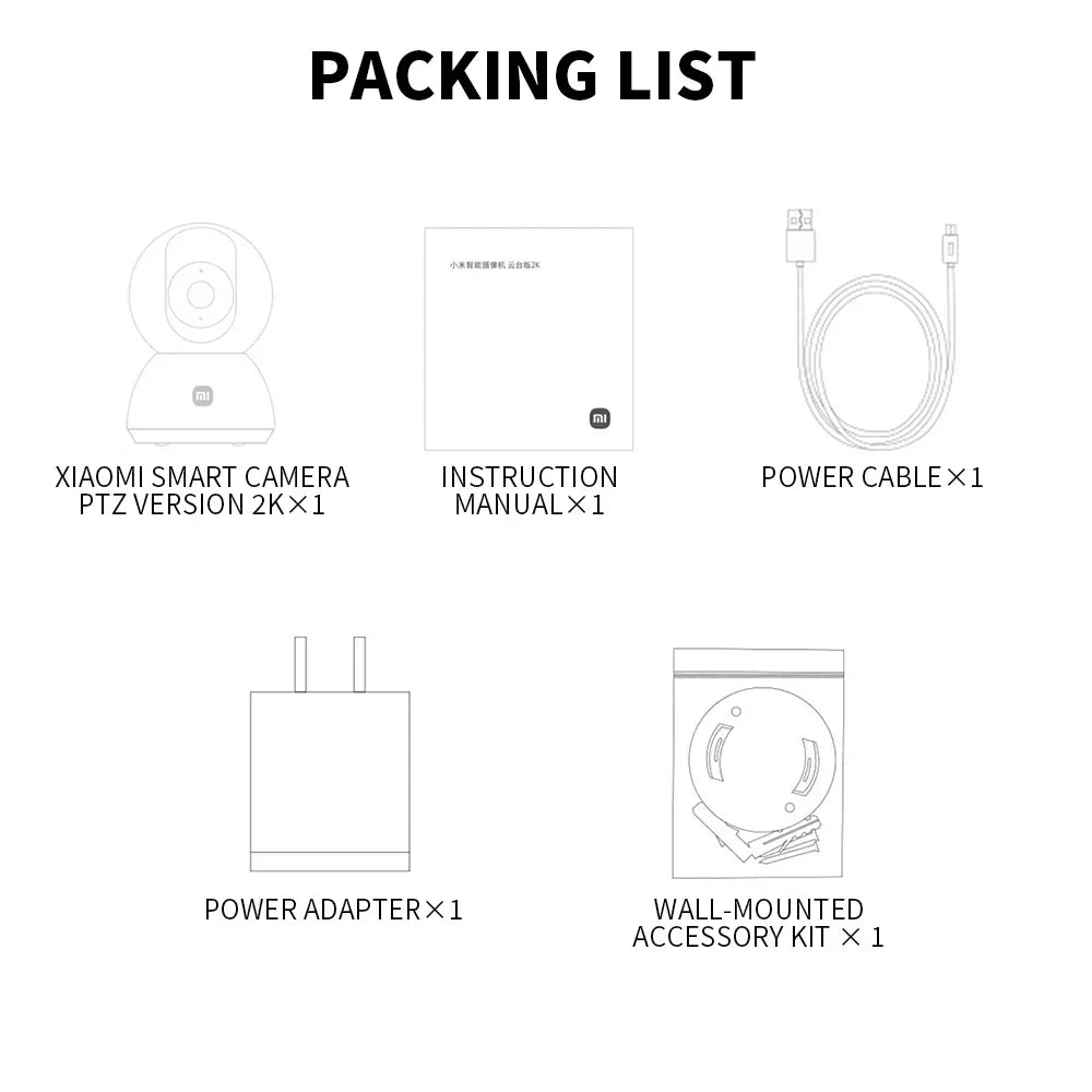 Xiaomi Smart Home 360° Security Camera Mi PTZ 2K Webcam 1296P 3 Megapixel AI Human Detection Night Vision Webcam Work With App
