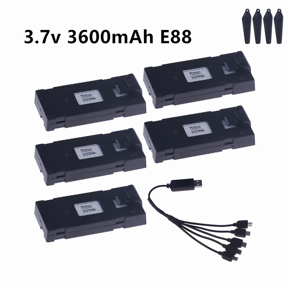 E88 Drone Battery 3.7V 1800/2600/3600/5000/6500mAh For E88PRO E99 E99PRO P1 K3 P10 A13 E525 RC Quadcopter Parts Battery