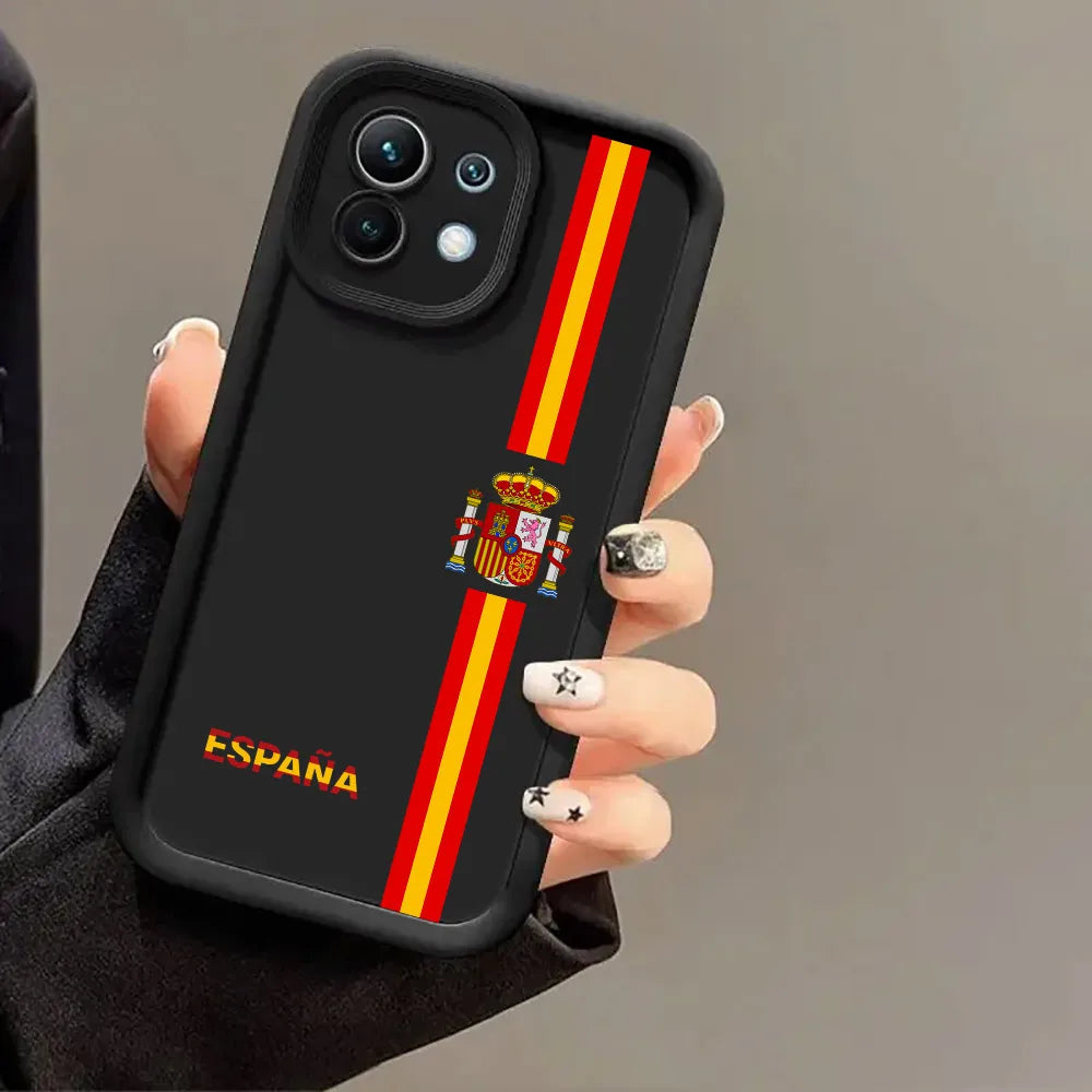 Spain LOGO España Red Yellow Line Case For Xiaomi 15T 14T 13T Pro 15 Ultra 17Pro Max Poco F7 X7 X6 M6 M7 Pro 5G Soft Phone Cover