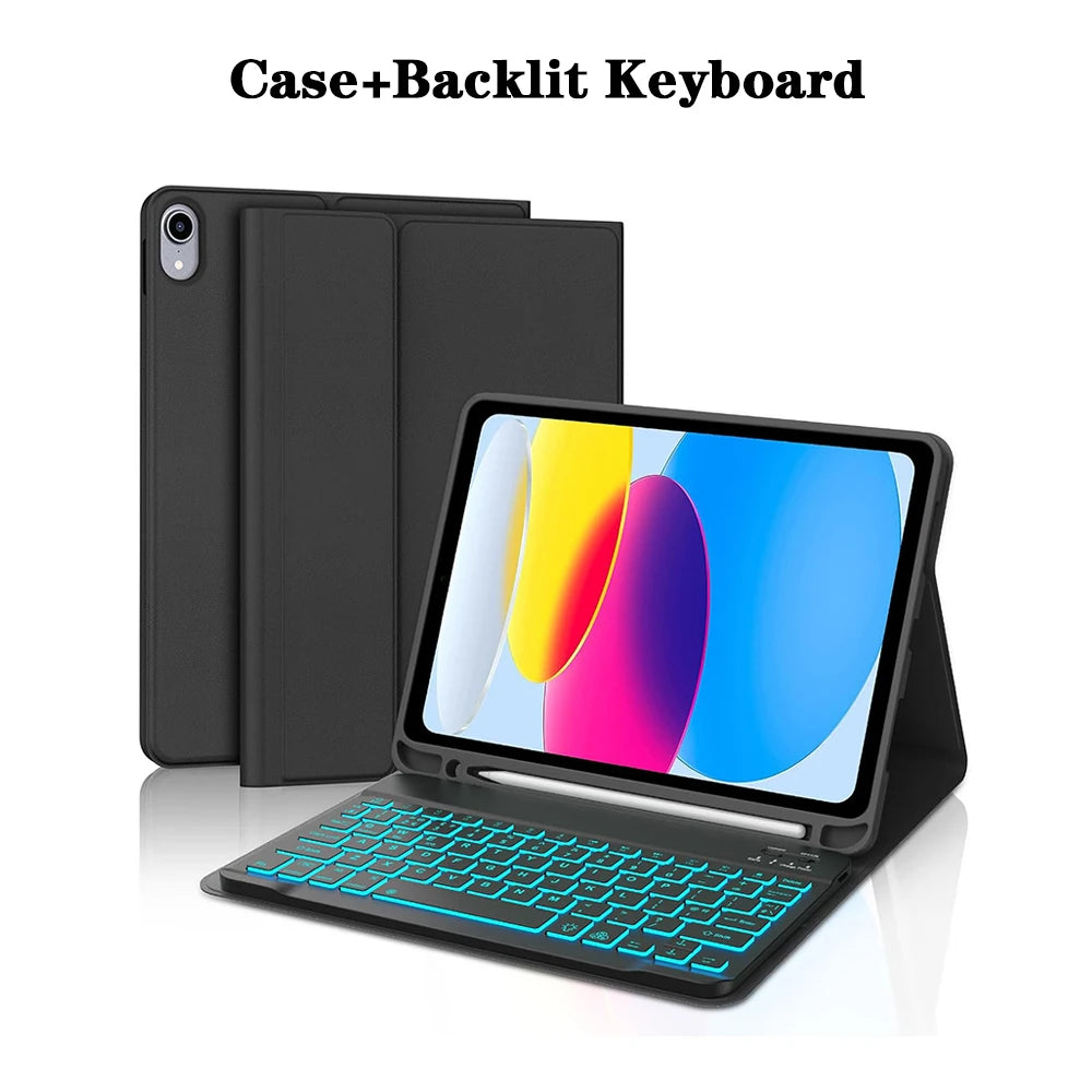 Keyboard Case for iPad (A16) 11th/10th Generation,Detachable Wireless Keyboard,Stand Folio Keyboard Cover with Pencil Holder