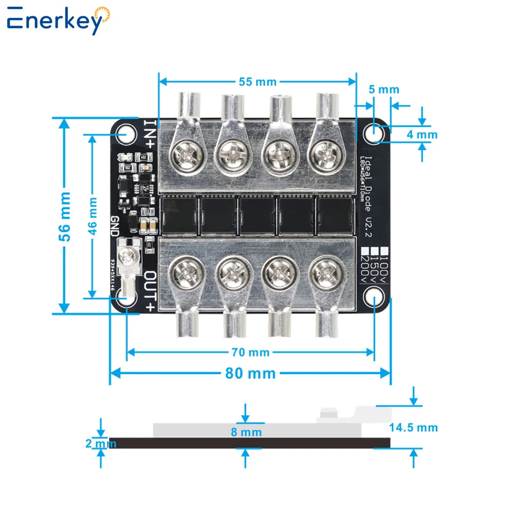 Enerkey Ideal Diode 100V 150V 200V 150A High Current Photovoltaic Solar Base Station Industrial Control Redundancy Switching