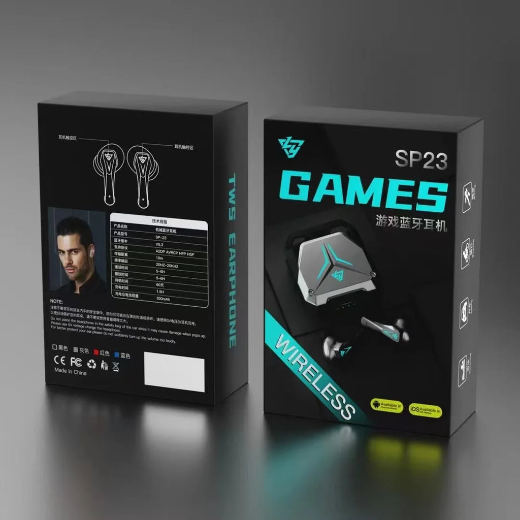 TWS Gaming Earbuds Low Latency Bluetooth Earphones Stereo Wireless Bluetooth 5.3 Headphones Gaming mecha Touch Control Headset