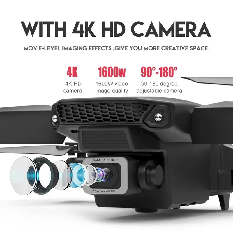 E88 ProIntelligent Folding Drone Supports single/Dual Camera Switching 4KPicture Quality+Wide-angle Shooting WiFiDirect Real-Tim