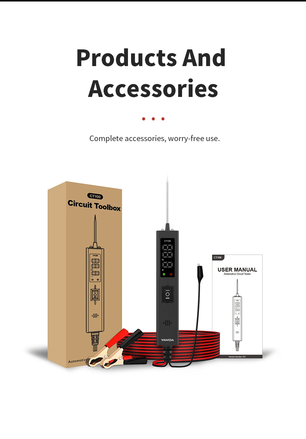 CT100 Automotive Circuit Tester  for all 0-80V vehicle electrical systems