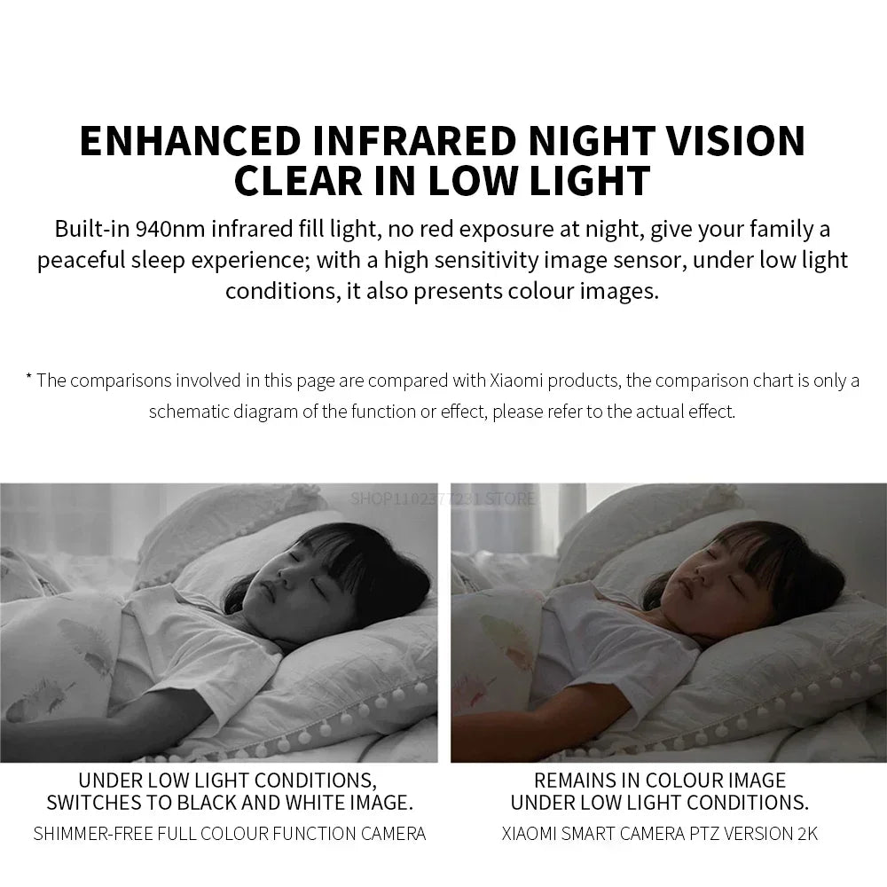 Xiaomi Smart Home 360° Security Camera Mi PTZ 2K Webcam 1296P 3 Megapixel AI Human Detection Night Vision Webcam Work With App