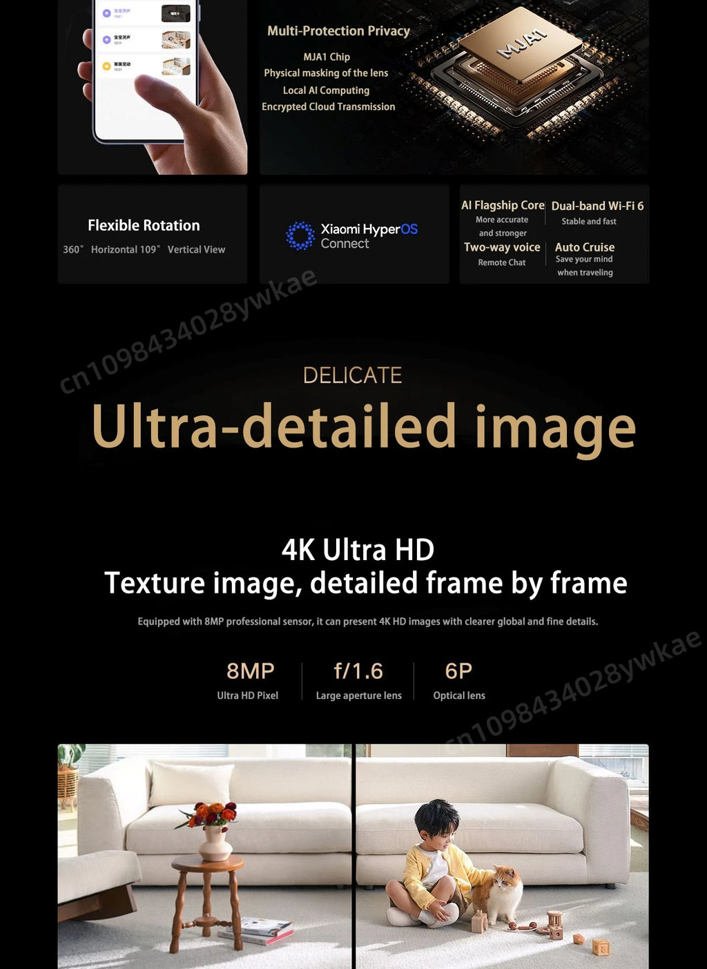 Xiaomi Smart Camera 4 8 megapixel 4K low light full-color night vision gimbal 360 ° cruise AI humanoid tracking