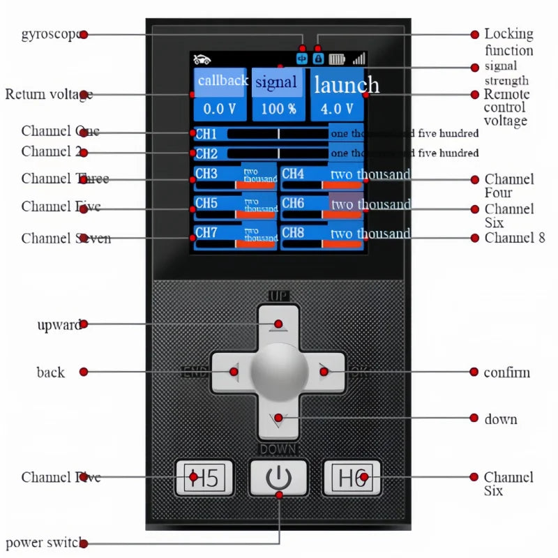 HOTRC CT-8B color screen CT8B remote control 8-channel 2.4G receiver color screen voltage feedback vehicle and ship model