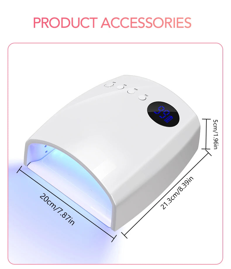Rechargeable UV LED Nail Lamp 66W Lamp for Manicure with LCD Screen 4 Timer Settings Nail Art Manicure Tools for Home and Salon