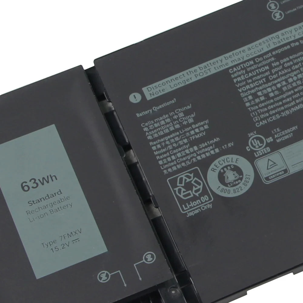 Replacement Battery 7FMXV For Dell Latitude 5320 7320 7420 7520 63Wh