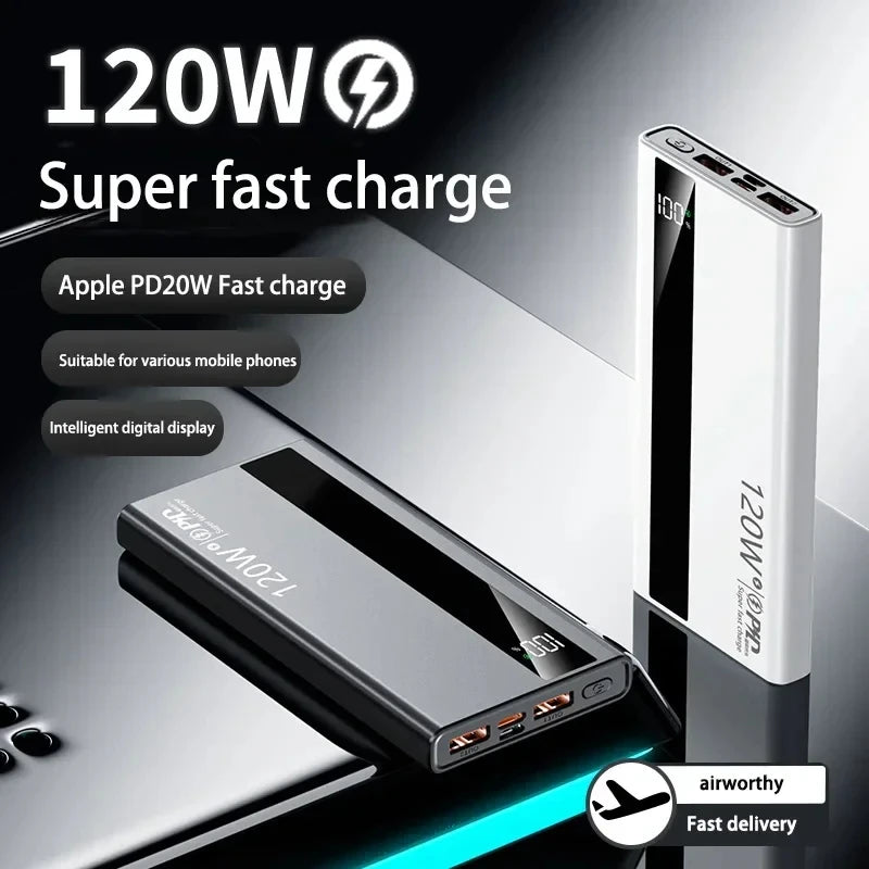 120W Fast Charging Power Bank Portable USB-C Battery Pack for iPhone & Android