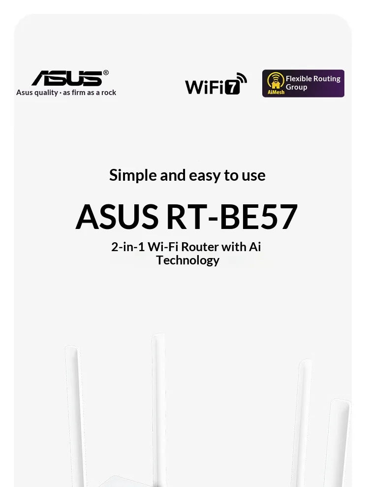 ASUS RT-BE57 TUF Gaming Router WiFi7 2.5G Port Gaming Wireless Acceleration AiMesh Compatible BE3600 wifi 7 5g router