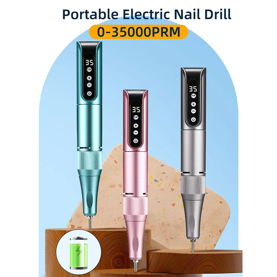35000RPM Wireless Nail Drill Pen USB Nail File Polishing Pen Rechargeable Nail Drill Machine Portable Manicure Drill Salon Tool
