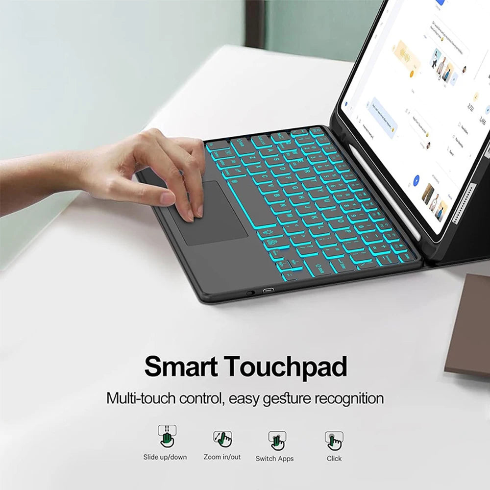 Keyboard Case for iPad (A16) 11th/10th Generation,Detachable Wireless Keyboard,Stand Folio Keyboard Cover with Pencil Holder